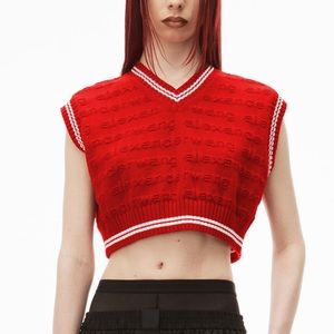 Alexander Wang cropped v-neck vest in compact cotton